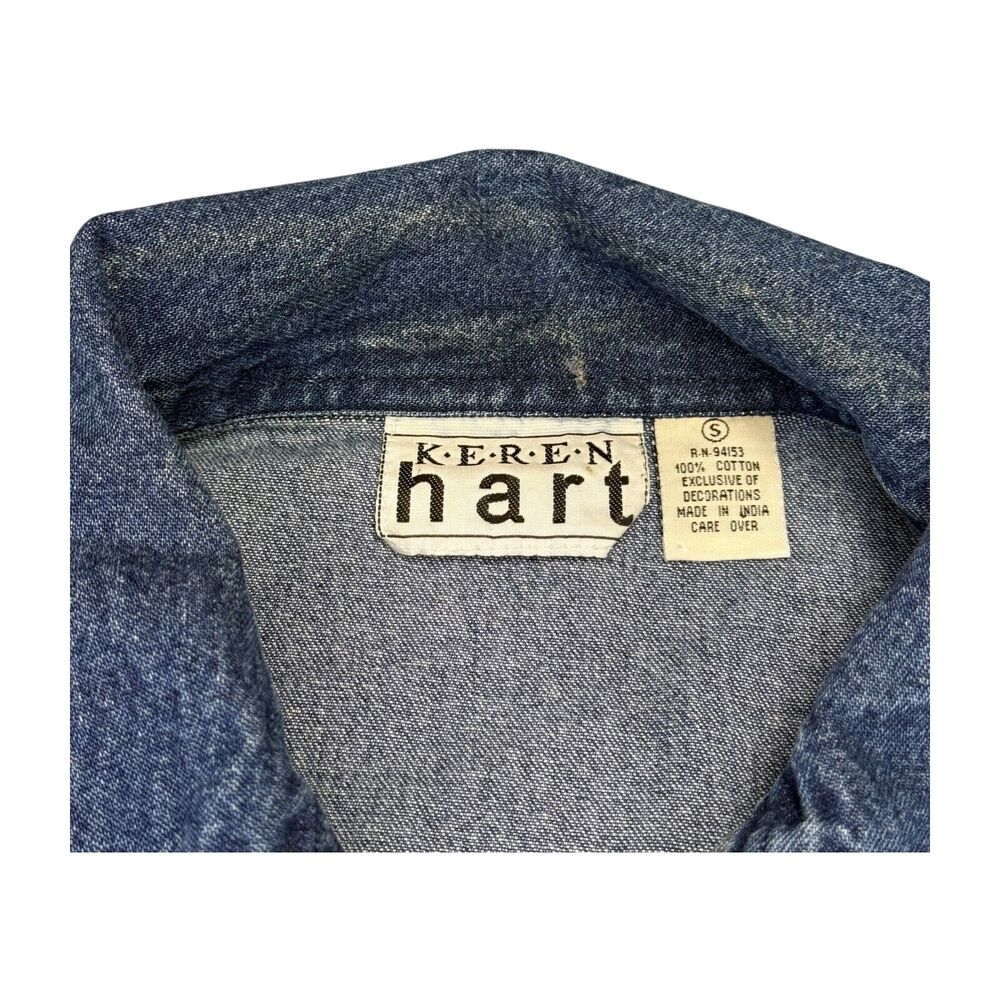 Vintage Keren Hart Denim Jacket Women’s Small Autumn Leaf Embroidered Quilted - Picture 8 of 8